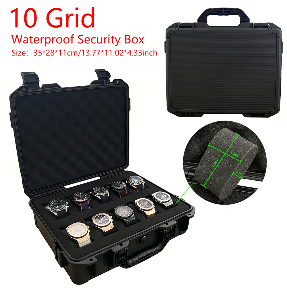 

10Grid Waterproof HighEnd Watch Case Collection Watch Antique Protection Safety Box Colorful Sponge Thickened Moisture-Proof Box