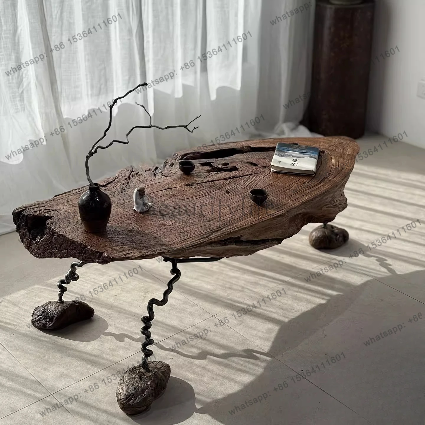 Outdoor root carving coffee table whole board dry bubble table gazebo low table