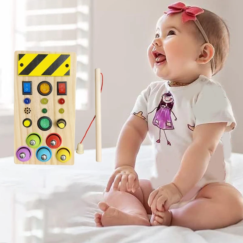 Planche de Pêche Montessori en Bois avec Lumière LED pour Bébé, 1 Pièce, Document en Plastique et Bois pour les Tout-Petits de 1 à 3 Ans, Jouet à Joli Interdit