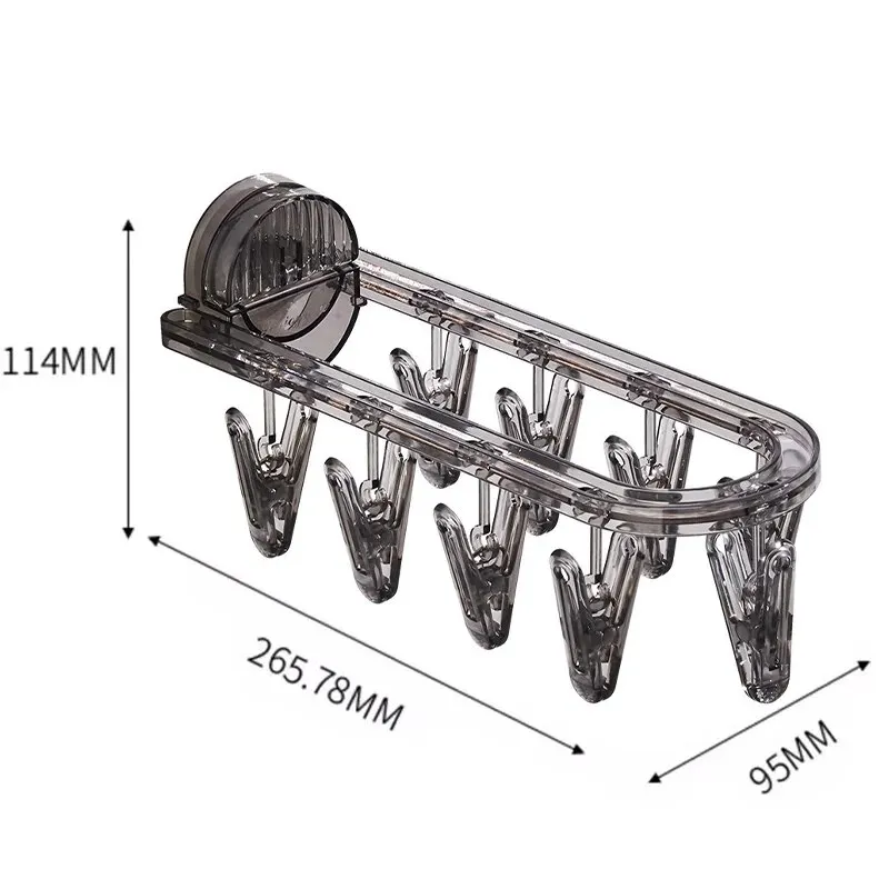 バスルームサクションカップ乾燥ラック、折りたたみソックス、家庭用衣類ラック、マルチクリップアーティファクト、1個