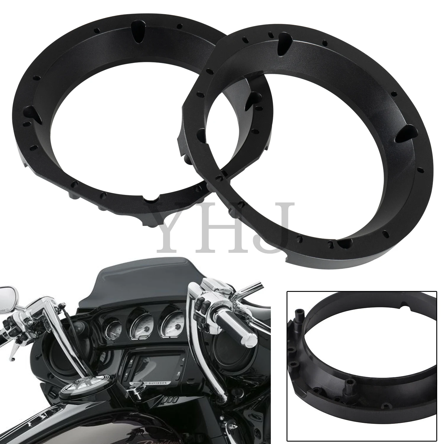 

Speaker Adapters Rings 5.25" To 6" For Harley Motorcycle Touring Electra Street Glide Road King Batwing Fairing 1998-2013 Black