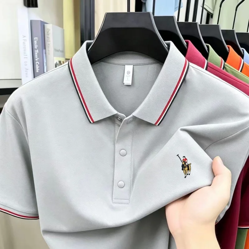 Fashionable Mens Exquisite Pony Embroidered Breathable Short Sleeve Luxury Brand Summer Designer Original Solid Color Polo Shirt