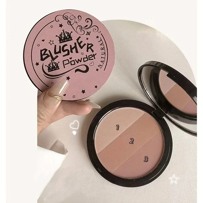 Paleta de recorte gris de 3 colores, paleta de contorno iluminadora de rubor mate, paleta de Maquillaje facial multiuso para resaltar rubor de contorno