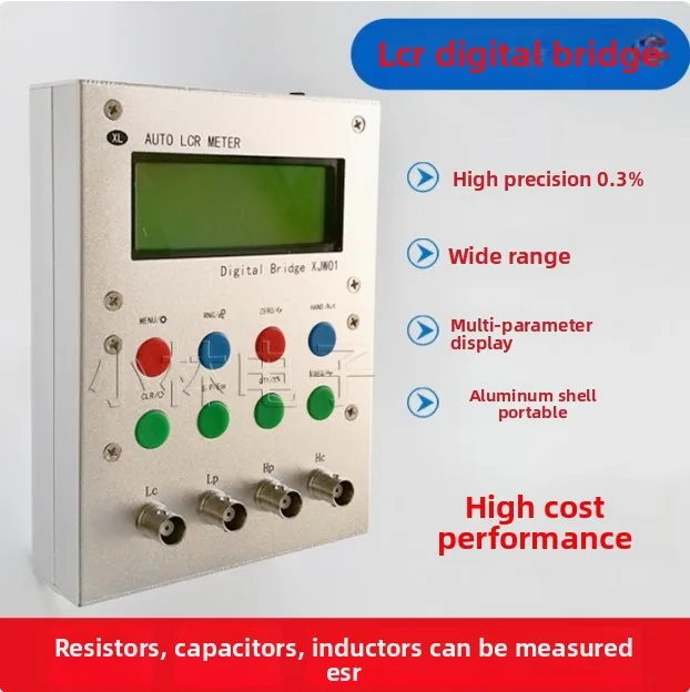 XJW01 LCR Digital Bridge Tester 0.3 Accuracy Tester Resistance, Inductance, Capacitance, ESR Meter, Finished Metal Case