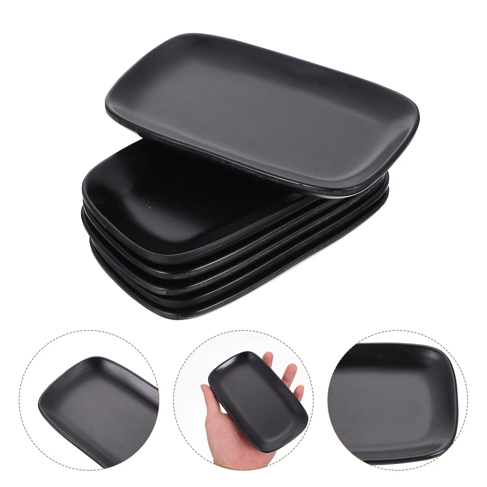 

6pcs 6 Pieces Black Melamine Tableware Tray 140122 Safe Guest Towel Holder Bathroom Storage Container Tea Room Organizer