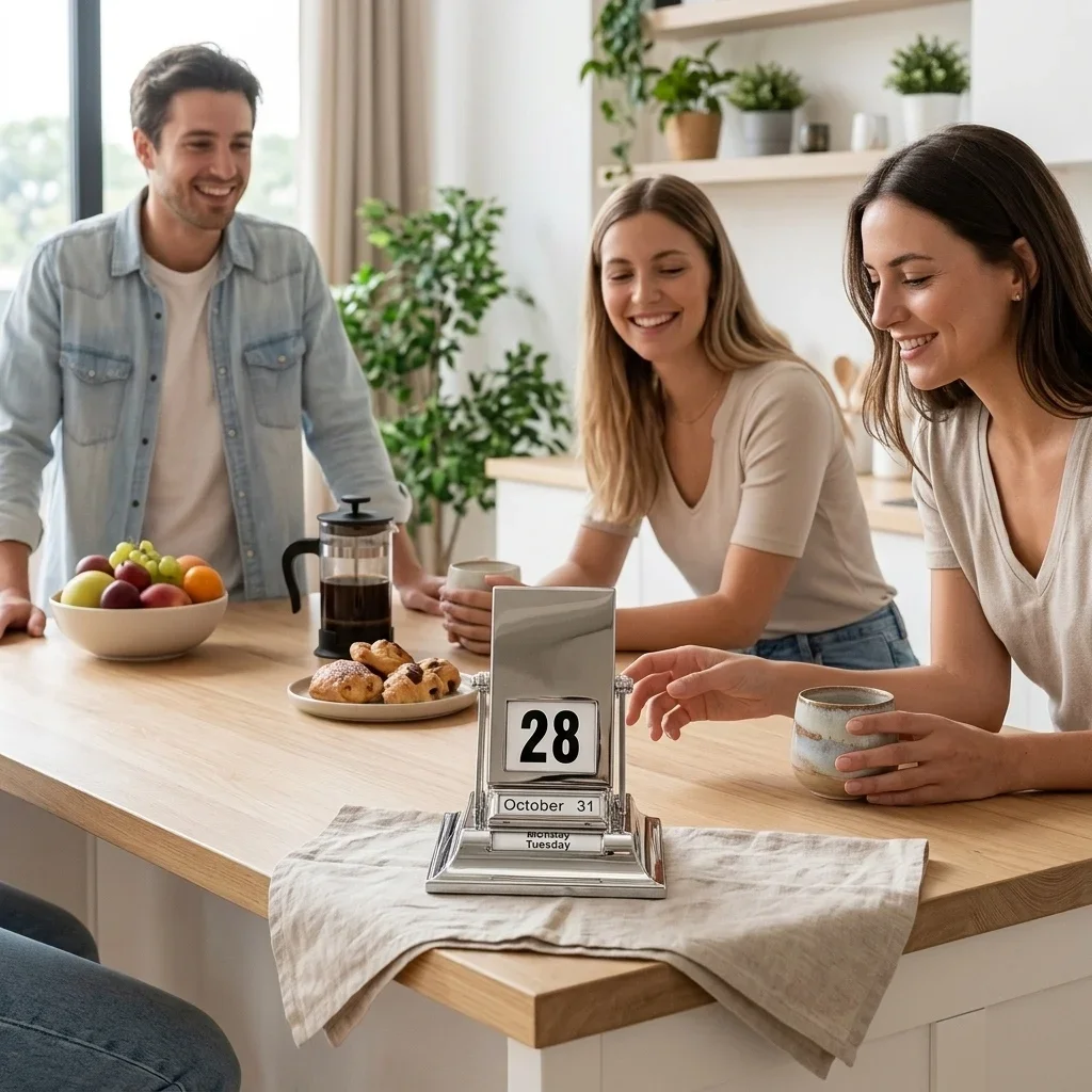Creative Rotating Metal Desk Calendar Scandinavian Simple Perpetual Calendar Desktop Home Office Decoration Gift