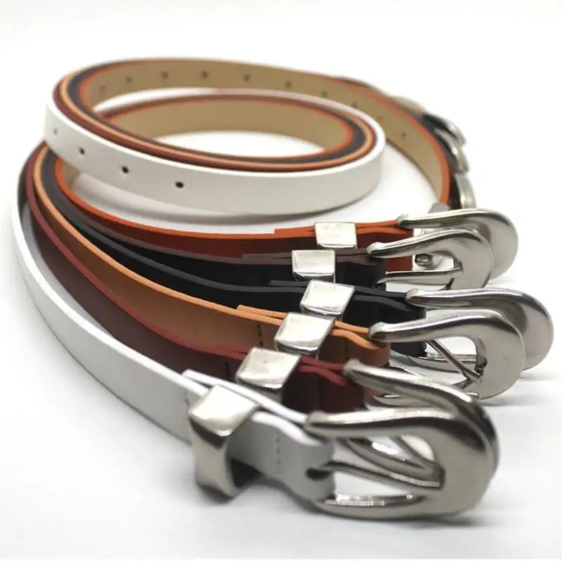 New Trendy Korean Version Belt Youth Style Silver Pin Buckle Women Men Fashion Belts Solid Color Jeans Accessories 9MOJ6