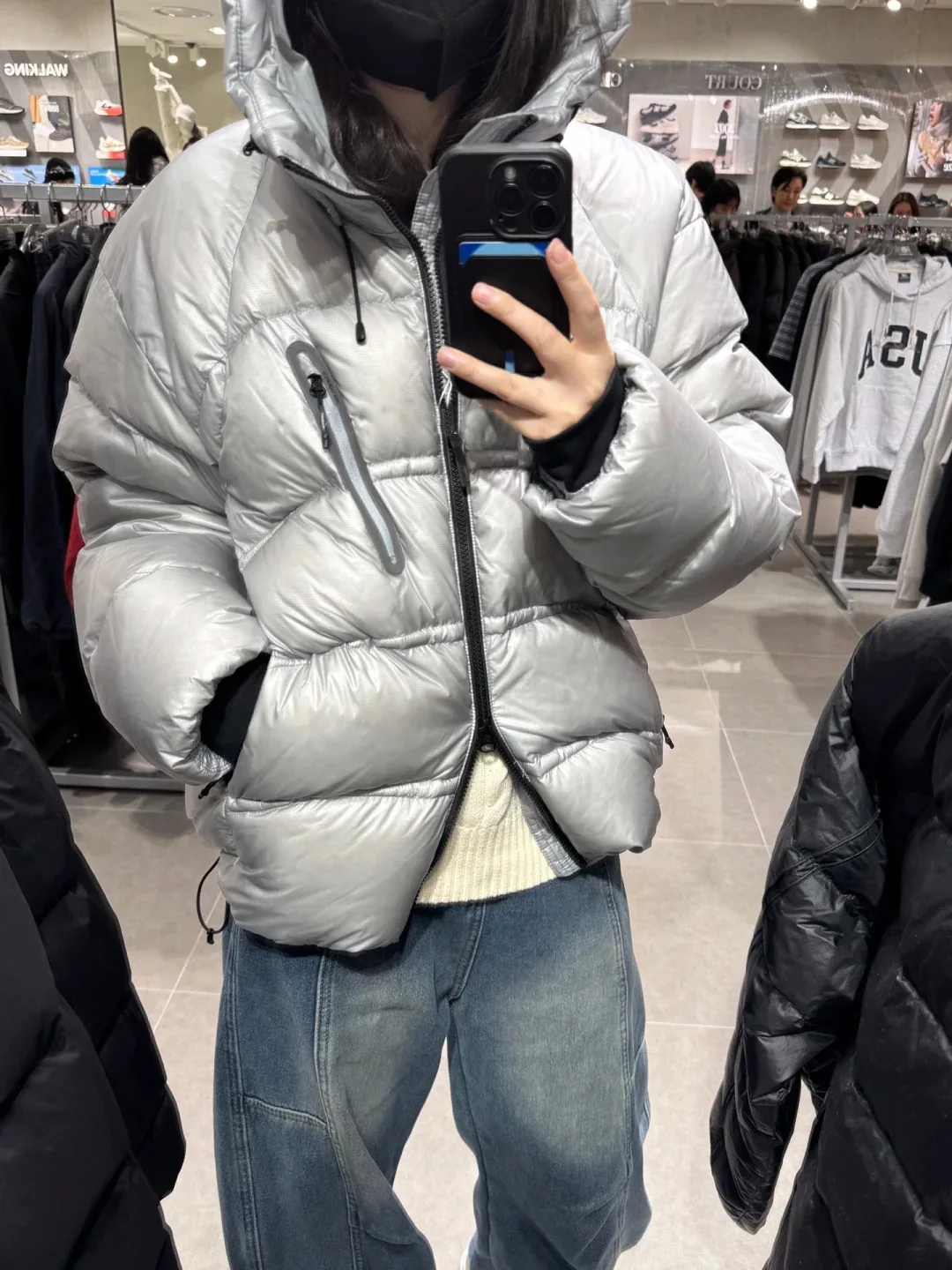 Lightweight Du down Hooded Jaet Women's Sle Commute Windproof Warm Long Sve Mid-Length Zipper Closure Pure Color