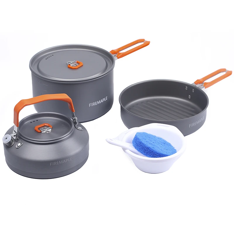 Fire Maple Cooking Set, Pot Frying Pan Kettle Aluminum Alloy ,Outdoor Hiking Travel Camping Backpacke Cookware Foldable Handle