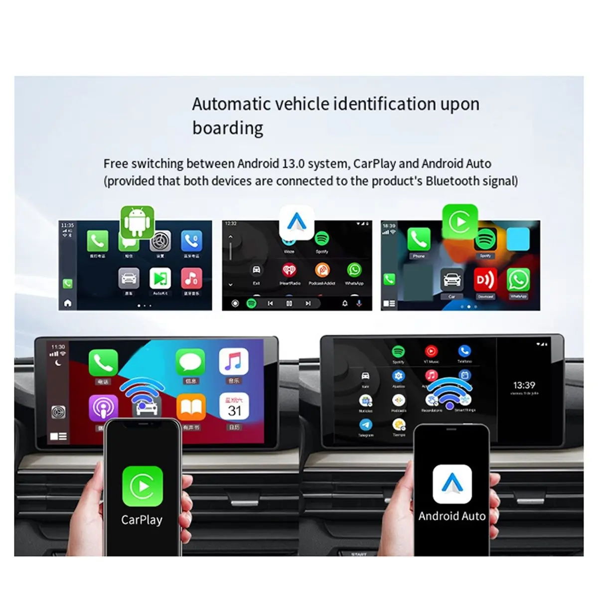 8 + 128G Tv-Box Android 13 UHD 6225 inalámbrico Carplay Car Box Mini Android Auto adaptador Compatible inalámbrico