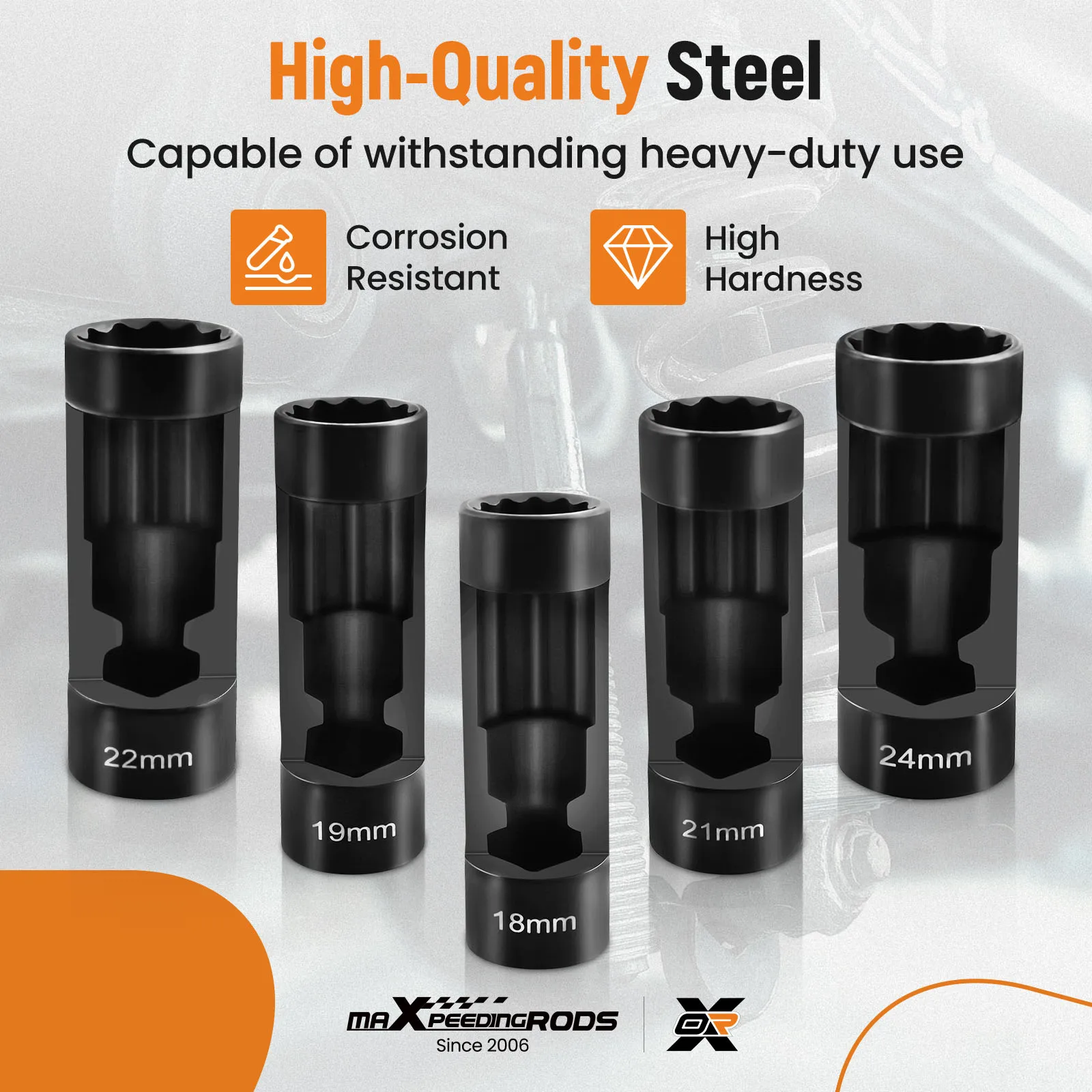 

5pcs Suspension Strut Nut Socket Tool with 12 Point 1/2" Drive Fit Many Vehicles