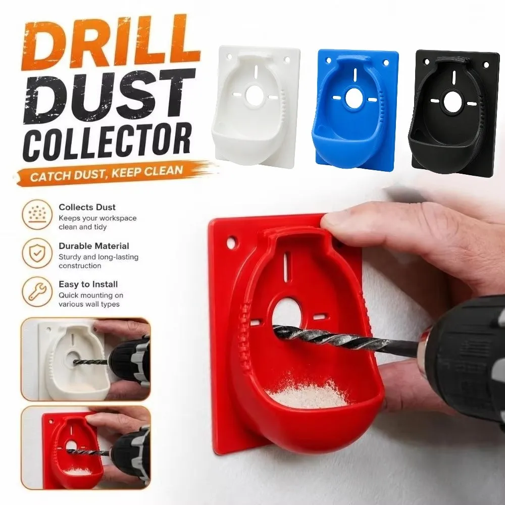 Wall Mounted Drill Dust Collector Central Drill Opening Reusable Drill Debris Dust Bowl High Efficiency Easy Emptying