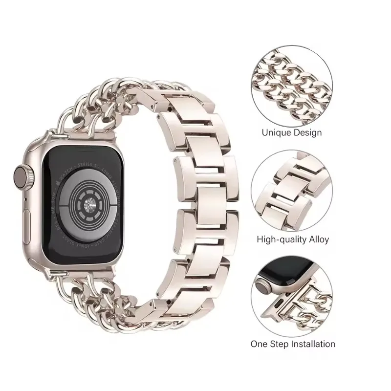 حزام من الفولاذ المقاوم للصدأ لساعة أبل الترا 2 49 مللي متر 46 مللي متر 45 44 42 مللي متر لـ Iwatch 10 9 8 7 6 5 4 3 2 1 41 مللي متر 40 مللي متر 38 مللي متر معدن فاخر