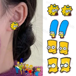 Disney Simpsons Girls Pin Stud Earrings Cartoon Ear Accessories Women Girl Earrings Decoration Fashion Jewelry Gifts