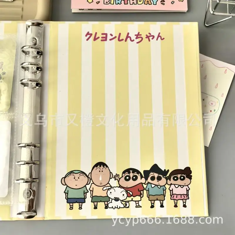 New Kawaii Cute Crayon Shin-Chan Card Book Hard Shell Four Palace Grid Card Book Loose Leaf Storage Cartoon Gift For Girls