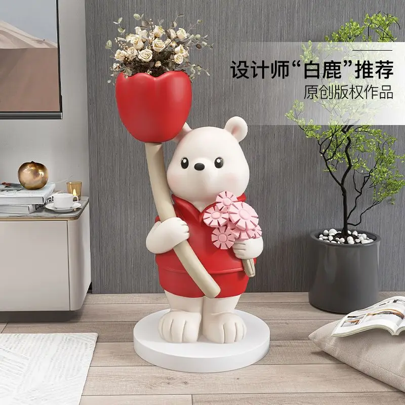 Creative Bear Landing Large Decoration TV Cabinet Soft Decoration Wedding Room Decoration Engagement Wedding