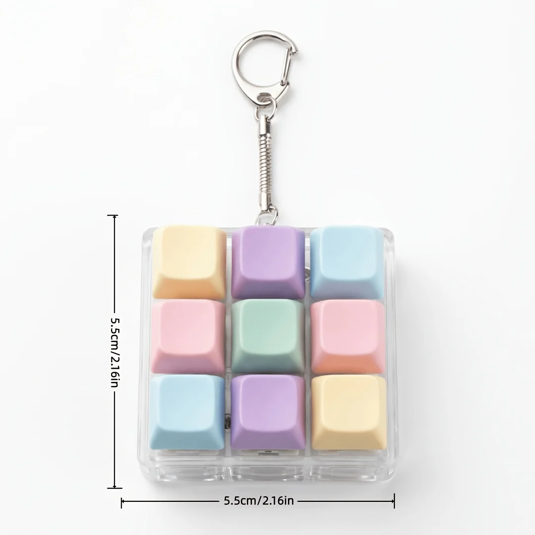 1/2 Pack of Nine Keycap Large Base Stress Relief Keychains, Keyboard Stress Relief Gadget Clicker, Stress Relief for Students, Essential Stress Reliever for Office Workers, Car Pendant, Anxiety Buster, Best Holiday Gif