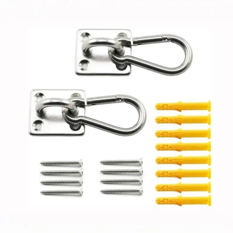 2 Set Stainless Square Heavy Duty Ceiling Wall Mounted Hook For Yoga Swings Hammocks Hardware