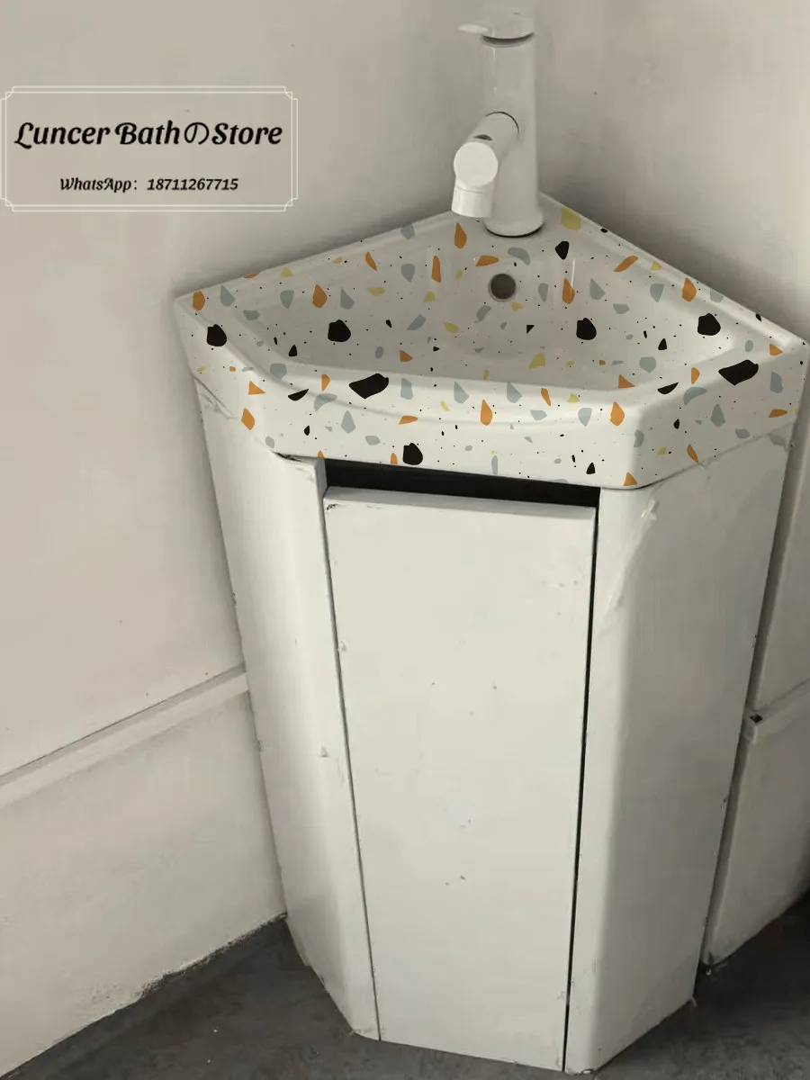Freestanding Triangle Corner Bathroom Vanity Waterproof Storage Wash Basin Set