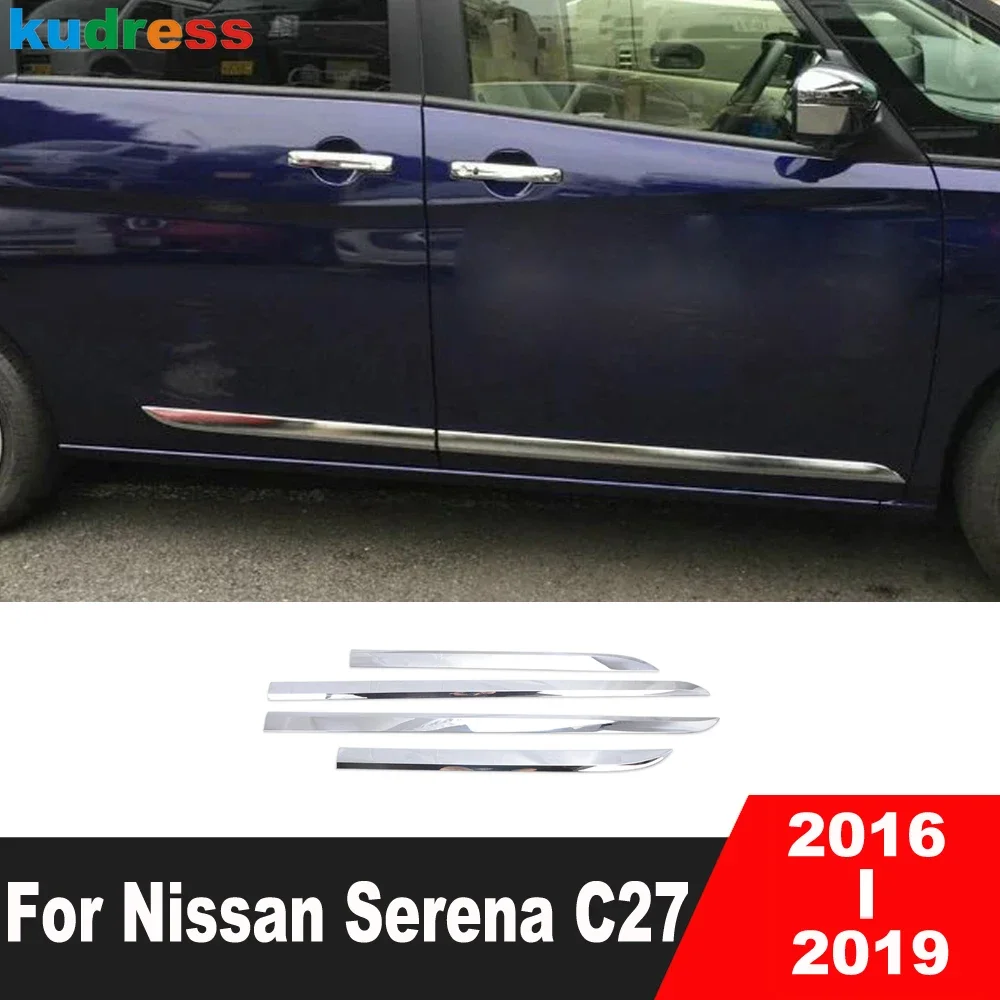 For Nissan Serena C27 2016 2017 2018 2019 Chrome Car Side Door Body Trim Door Line Steamer Panel Lip Molding Strip Accessories