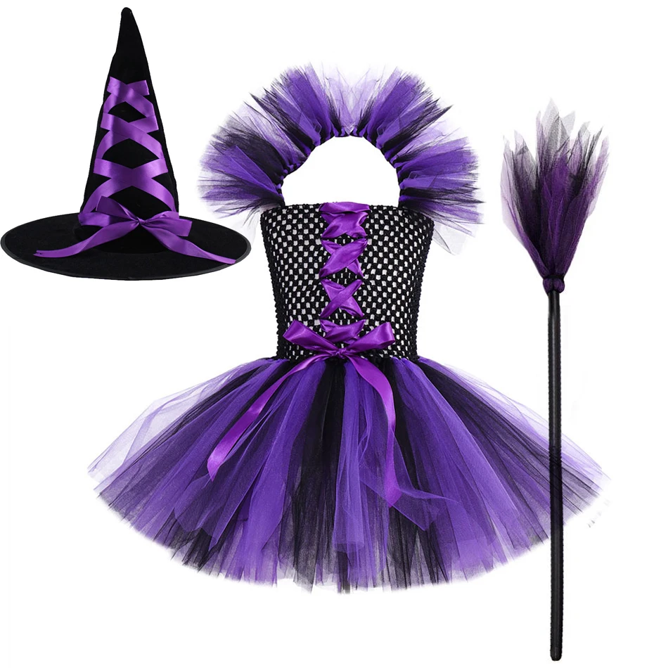 

Girls Colour Witch Costume Disguise Halloween Cosplay Carnival Party Christmas Toddler Kids Princess Dress Prom Gown Dress