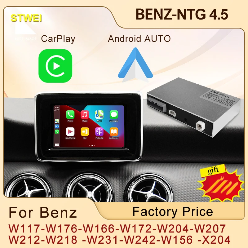 Kabelloses CarPlay für Mercedes Benz 4.5 W117 W166 W172 W176 W204 W207 W212 W218 W231 W242 X204 Android Auto Front- und Rückkamera
