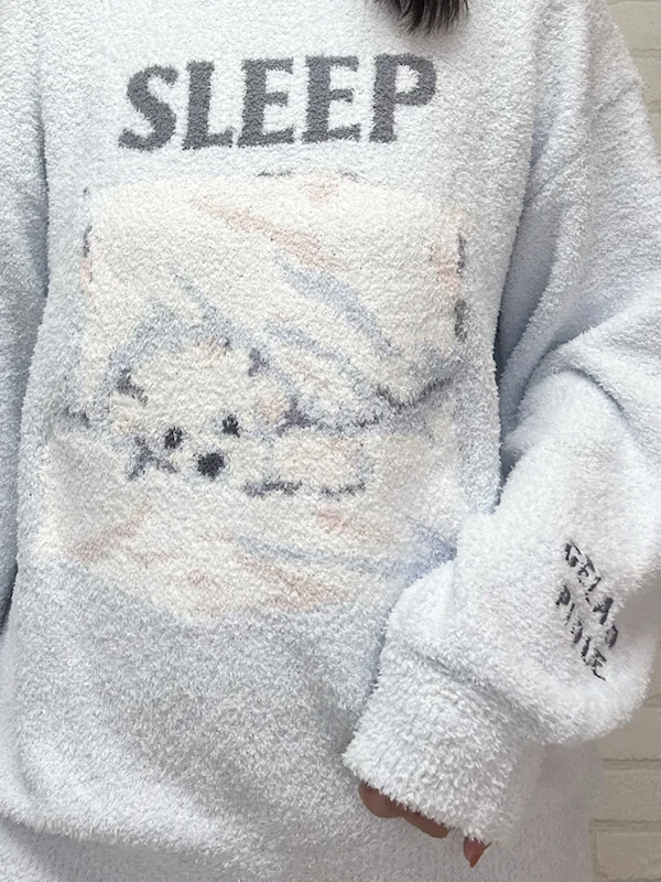 Japanese Winter Jammies Thick Room Wear Ladies Pajamas Set Cute Puppy Women Sleepwear Original Sweater Lounge Wear