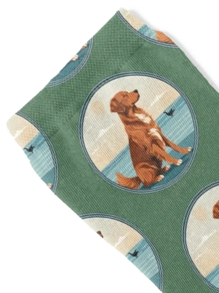 Traveler dog in the sea Nova Scotia Duck Tolling Retriever dog onwer Socks retro valentine gift ideas Socks For Girls Men's