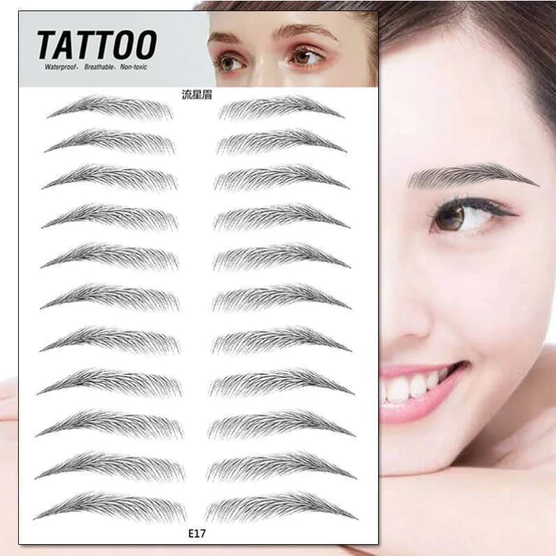 Kosova4D Haarähnliches Augenbrauen-Make-up, wasserfester Augenbrauen-Tattoo-Aufkleber, langlebig, natürliche gefälschte Augenbrauen, Kosmetik, permanente Augenbrauen