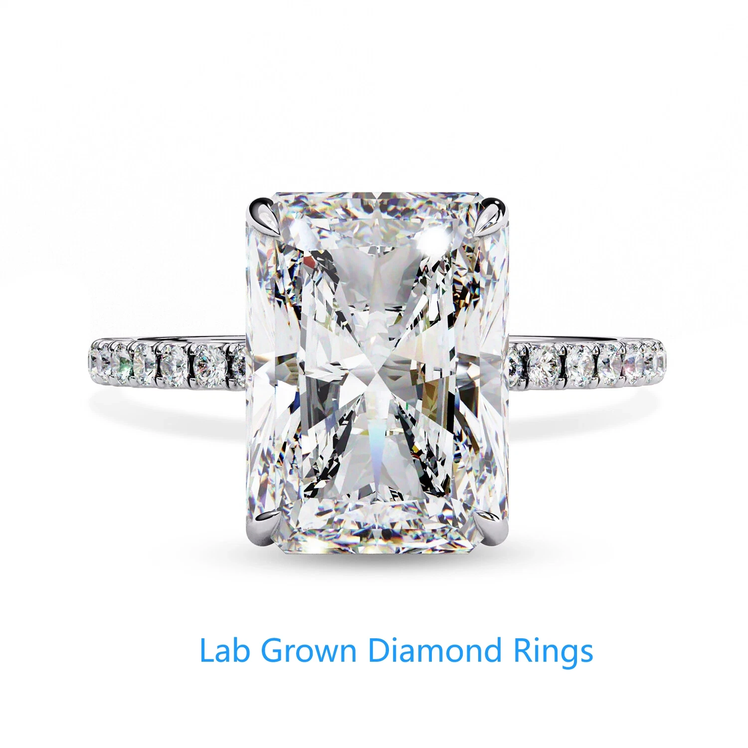 

4Ct Radiant Cut Diamond Solitaire Engagement Wedding Ring Platium 950 Lab Grown Diamond CVD HPHT DEF VS-VVS With IGI