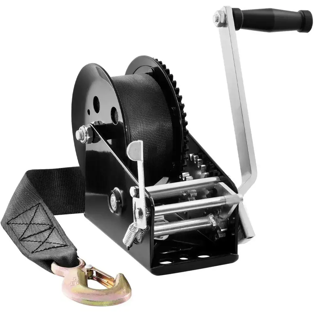 

Hand Winch, 3500 lbs Pulling Capacity, Boat Trailer Winch Heavy Duty Rope Crank with 33 ft Polyester Strap and Two-Way Ratchet