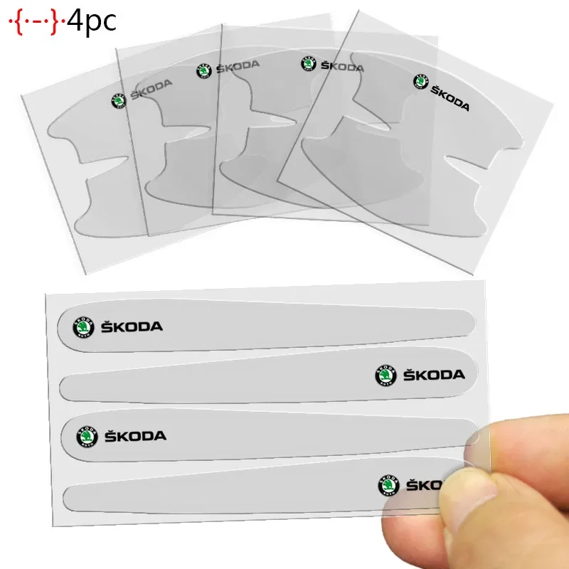 8pcs Set of Transparent Car Door Wrist Protection Film For Skoda Octavia A5 Superb old Febia Roomster rapid Roomster Kodiaq Yeti