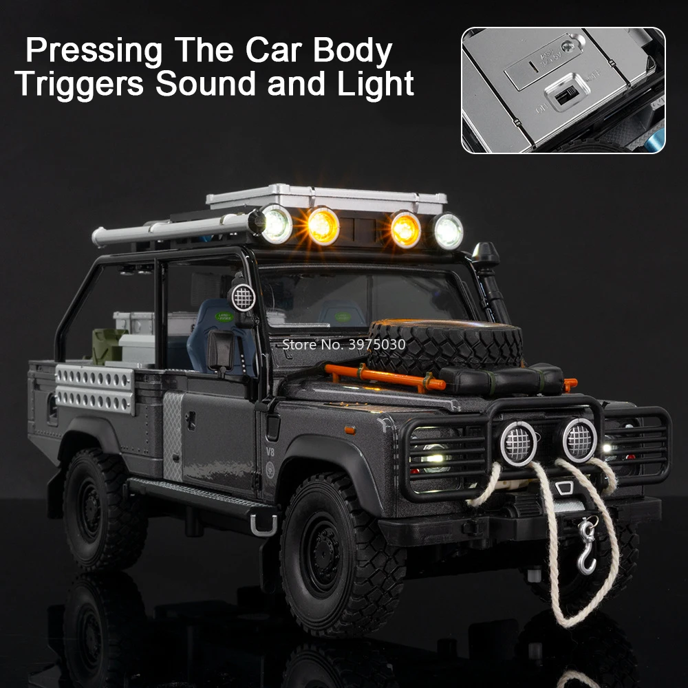 1:24 Land Rover Defender 110 Autos, Spielzeugmodelle, Legierung, Druckguss, Miniatur-Geländerad, Rückziehfahrzeuge für Kinder, Festival-Geschenke
