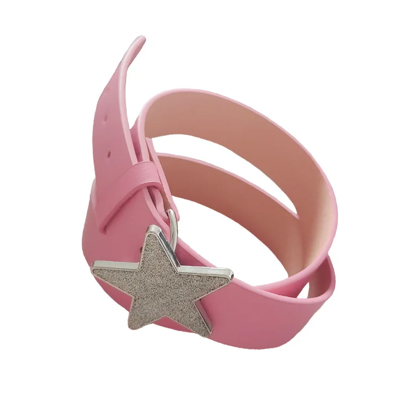 حزام بإبزيم على شكل نجمة من الجلد الوردي، حزام خصر مرن مزين بحجر الراين المتلألئ، إكسسوارات تزيين العروس #5