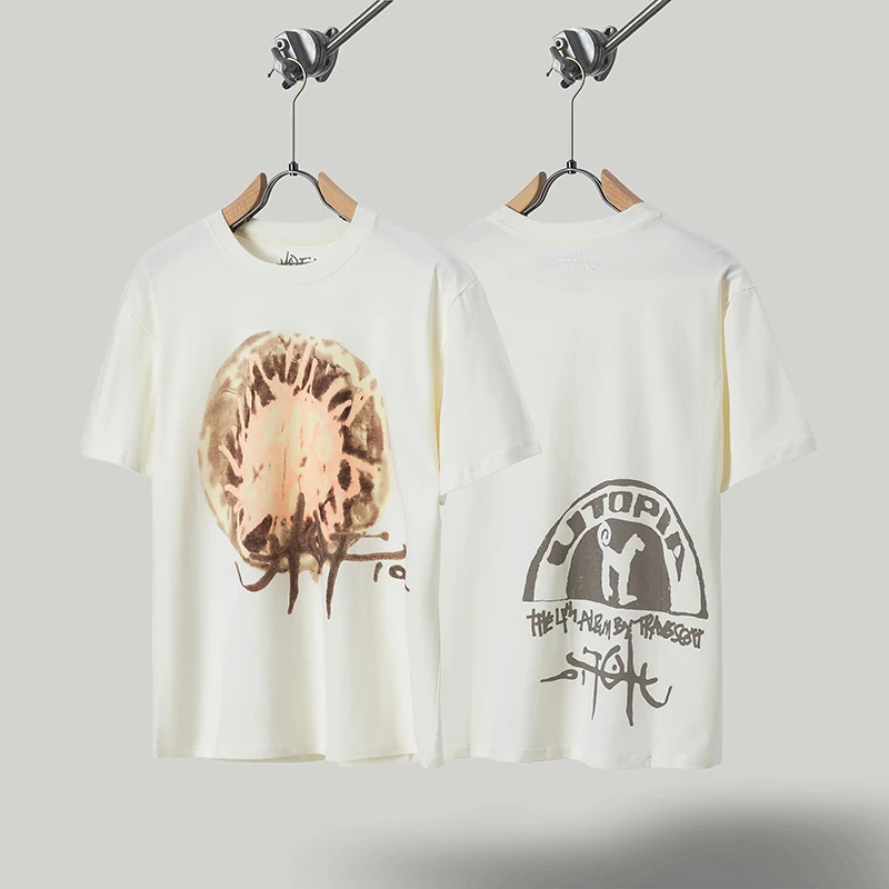 

Oversized CACTUS JACK T-Shirts Men Women Flower Bud Printing Pure Cotton UTOPIA T Shirt