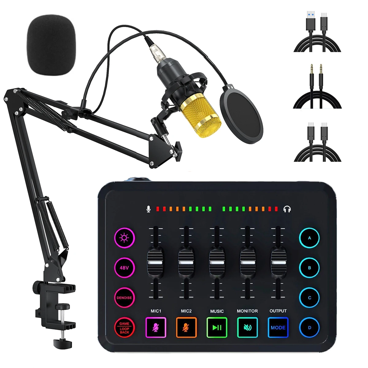 

Живая звуковая карта с микрофоном Веб-трансляция Прямая трансляция Аудиомикшер Количество Подкаст Прямая трансляция Короткое видео создатель игр