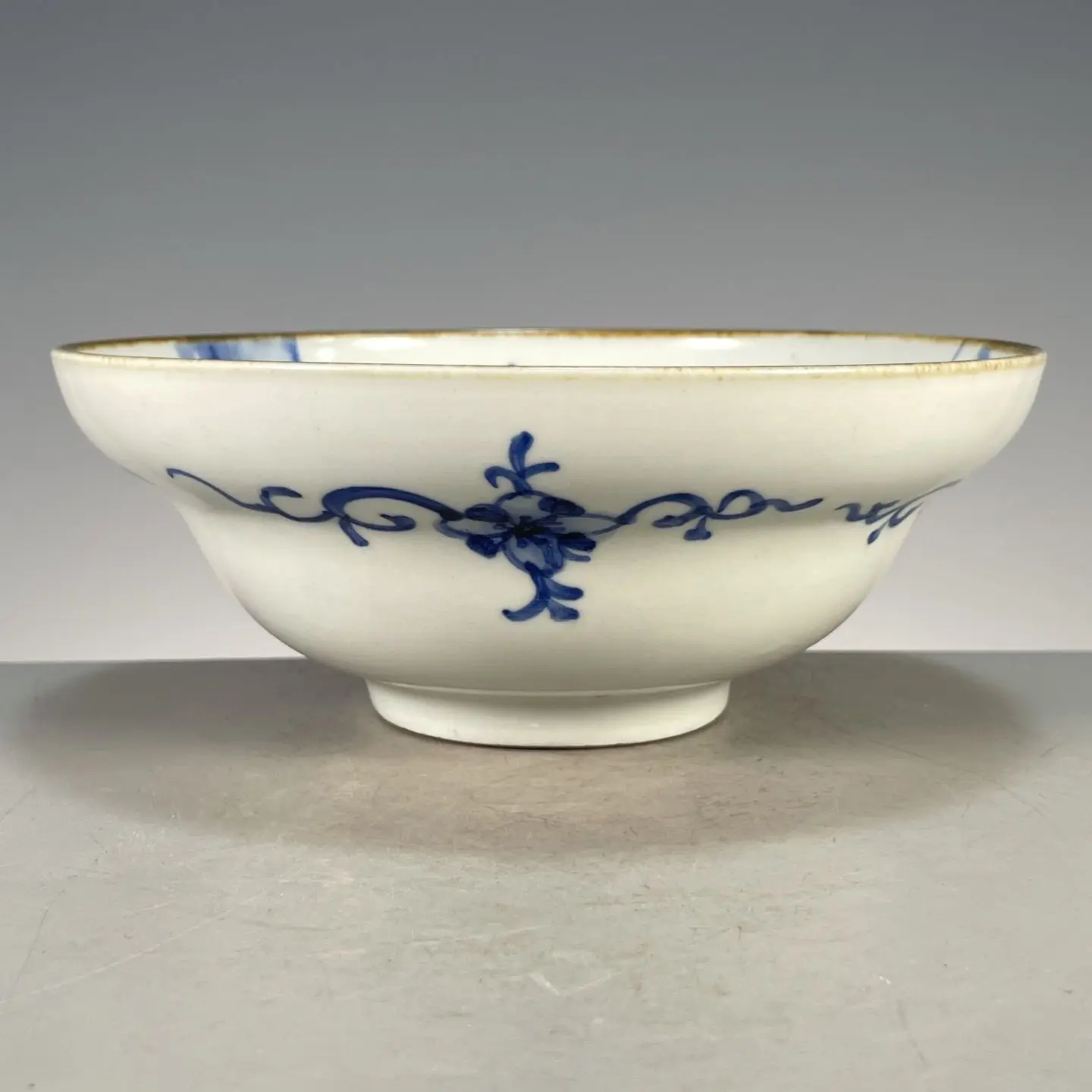 Underglaze Blue Porcelain Waisted Wide Mouth Bowl Landscape Pavilion Pattern Chinese Collectible Cultural Play Ceramic Bowl