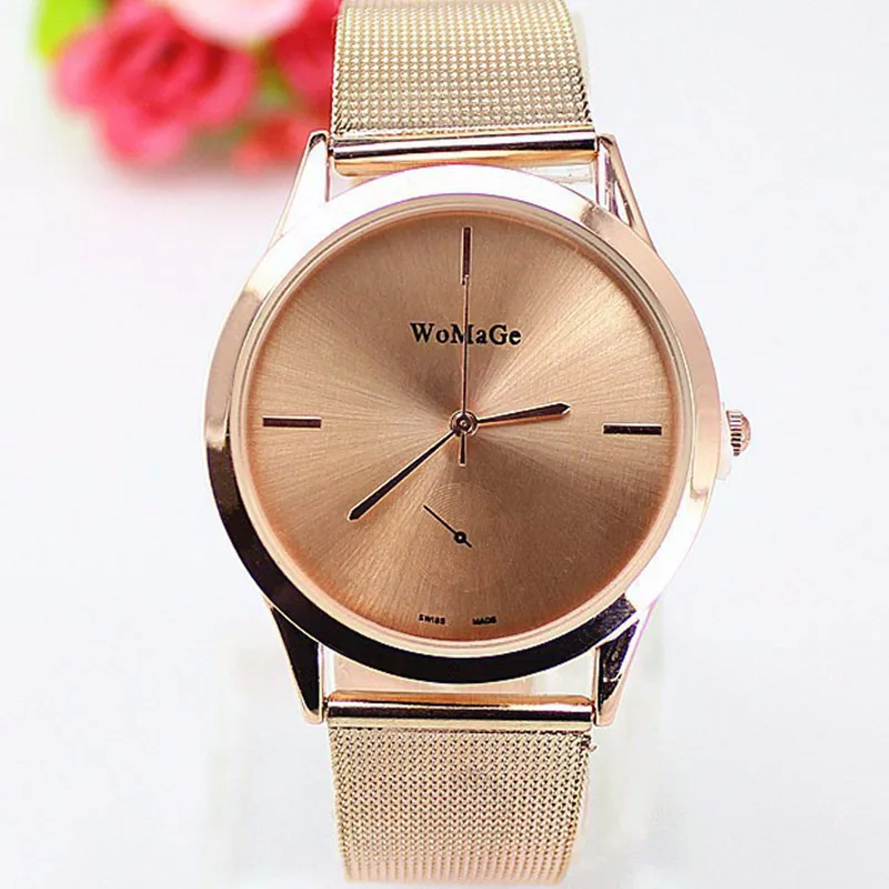 New Top brand Womage watch women luxury dress full steel watches fashion casual Ladies quartz watch Rose gold Female table clock