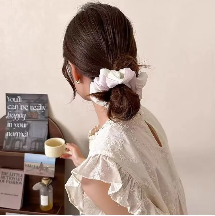 2PCS Fresh Gradient Color Chiffon Yarn Spring/Summer Elastic Hair Hoop Elastic Hair Rope