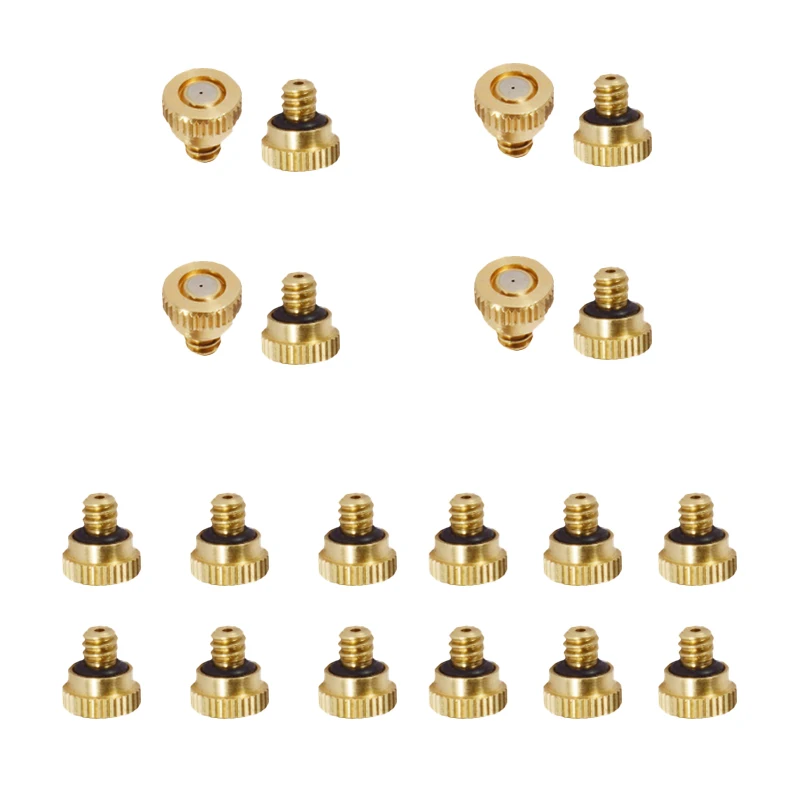 

20 Pack Brass Misting Nozzles Replacement Heads Low Pressure Atomizing Sprayer For Patio Lawn, Landscaping Dust Control 10/24 UN