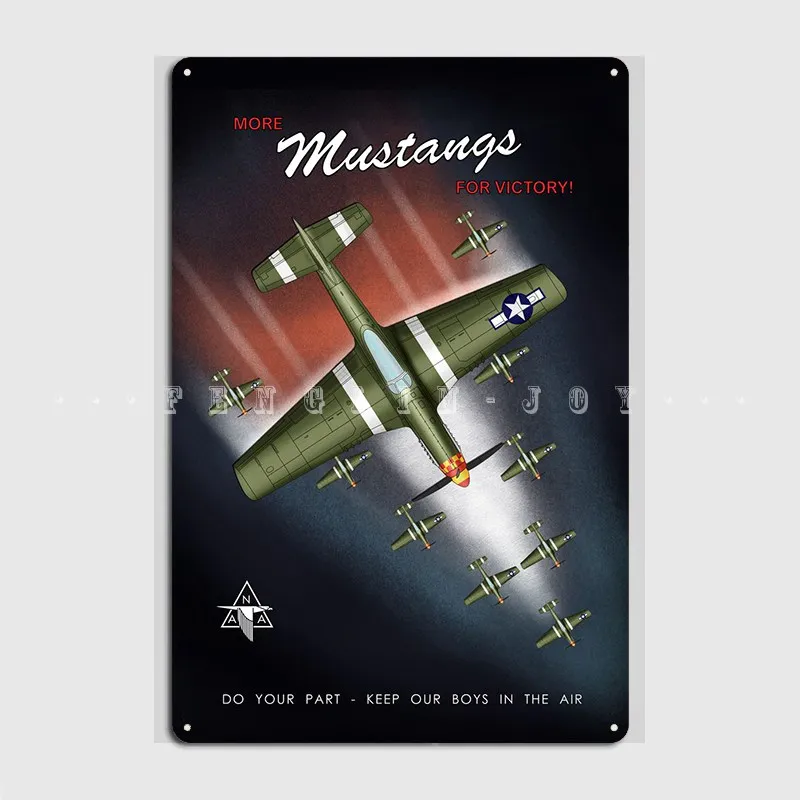 More Mustangs For Victory Metal Plaque Poster Club Home Cave Pub Vintage Poster Tin Sign Poster