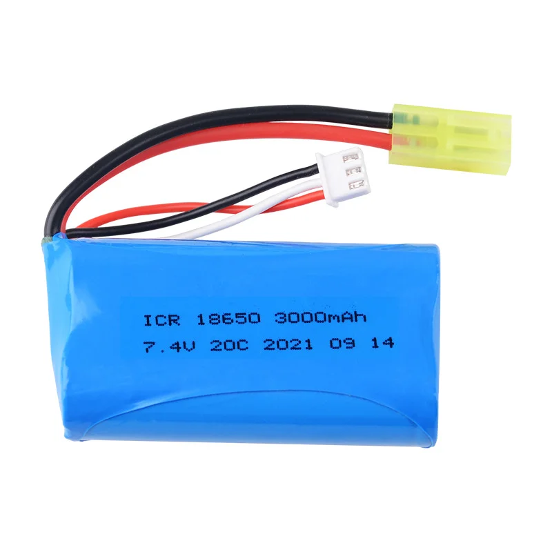 PAPIG-batería Lipo de 7,4 V y 3000mAh para helicóptero teledirigido MJX, T40, T40C, F39, F49, T39, piezas de coche RC 2S para Wltoys 10428, 12428, 18650