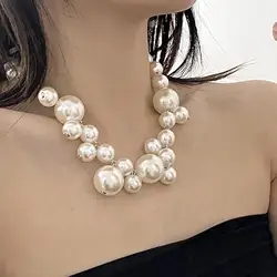 Trendy Baroque Big Imitation Pearls Choker Necklace Collar Statement Maxi Necklace Women Wedding Bride Jewelry Gifts