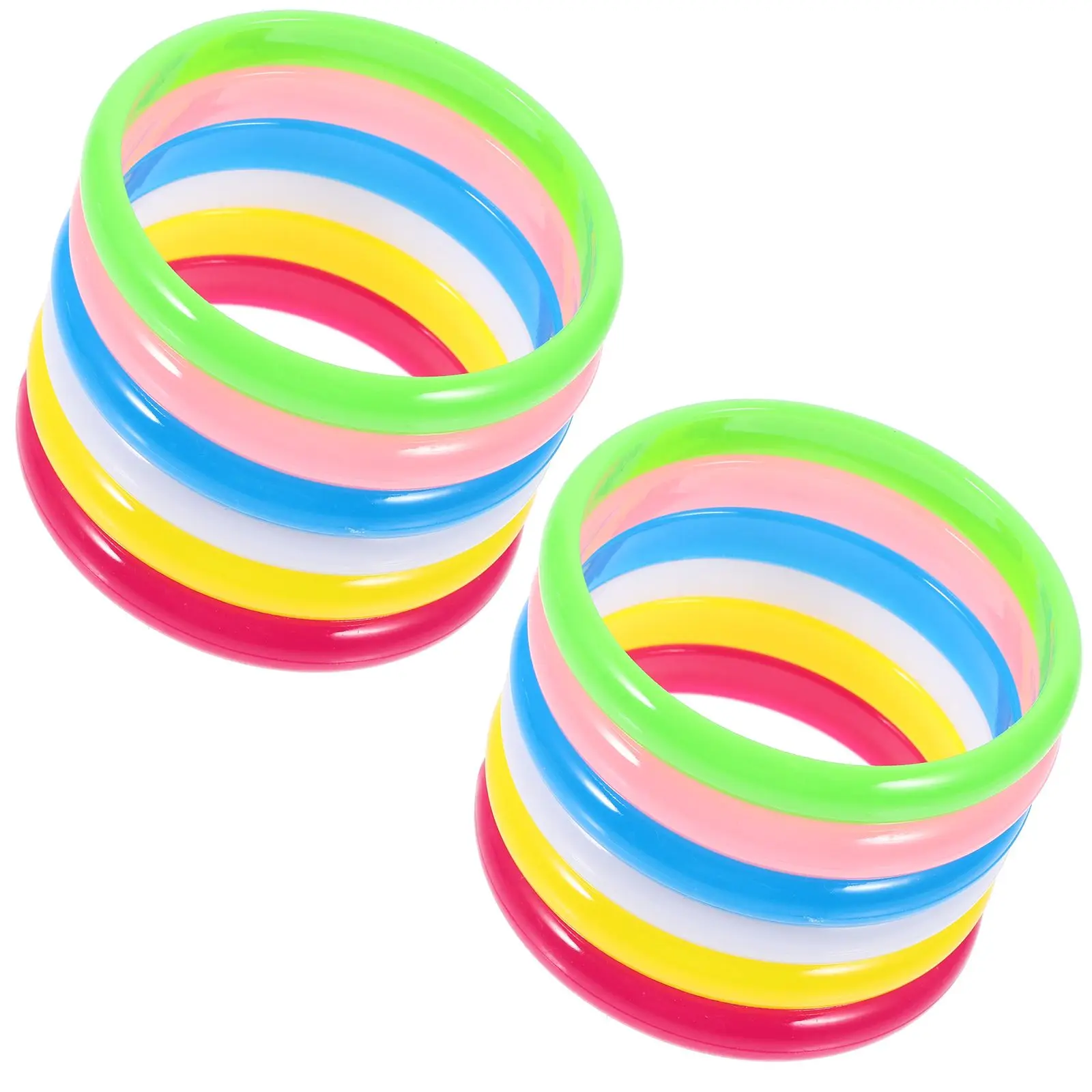 

12 Pcs Candy-Colored Plastic Bangles Set Kids Bracelets Bulk Play Dress up Jewelry Toy Accessories DIY Decorative