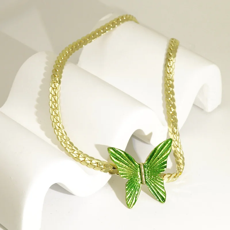

Green Necklace European and American Stylechoker insMinimalist Style Hot Girl Necklace Niche Light Luxury Design