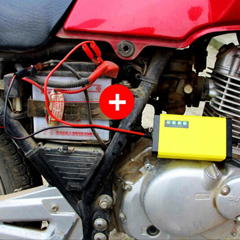 Battery Charger 12V 2A Car Motorcycle Battery Charger LED Display Multiple Protection Intelligent Current Voltage Adjustment