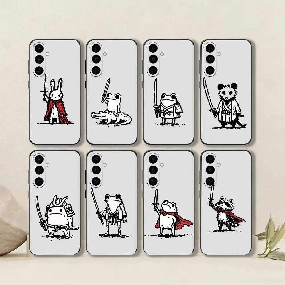 Animals holding swords in their hands    Phone Case Black Silicone Soft For Samsung Galaxy A73,A72,A71,A70,A53,A52,A51