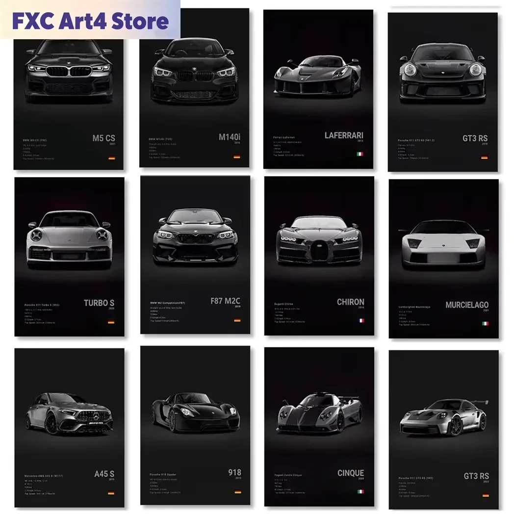 Rahmenlose Leinwandbilder Berühmter Autos 918 GT3 G63 STO SLS, Modernes Wandkunst-Poster, Ungerahmt, Geburtstagsgeschenk für Auto-Enthusiasten
