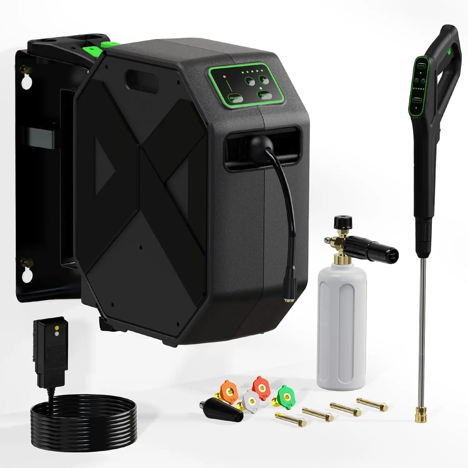 

Wall Mounted Pressure Washer, 5500 PSI 3.8 GPM Electric Pressure Washer, Power Washer with 100FT Retractable Hose, GFCI Power Co