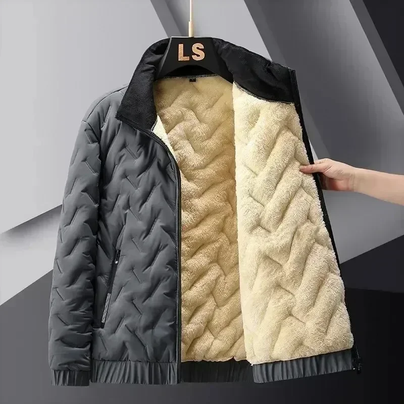 Winter Wool Fleece Jacket Men Thermal Lined Thick Warm Fleece Jacket Male Coat Turn Down Collar Parkas Korean Outerwear Jackets